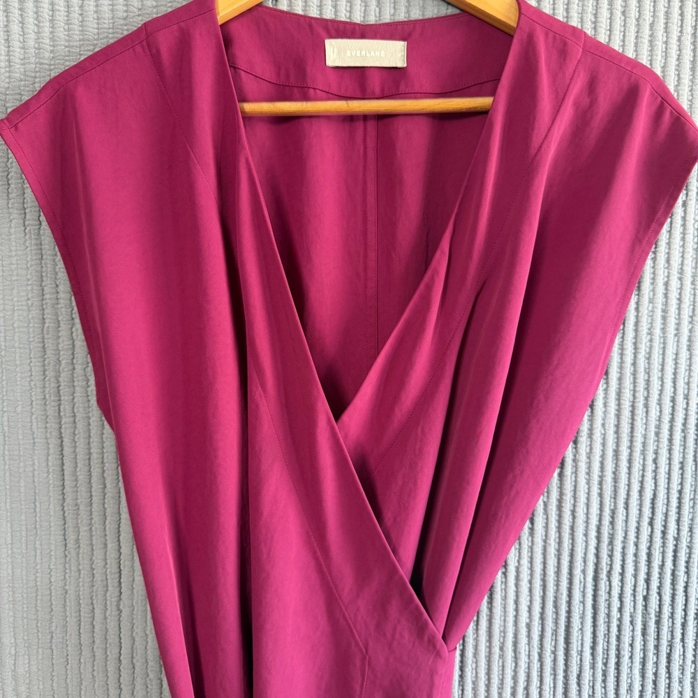 Everlane Japanese GoWeave Wrap Dress 10 Magenta Minimalist Office Tailored - Picture 2 of 8